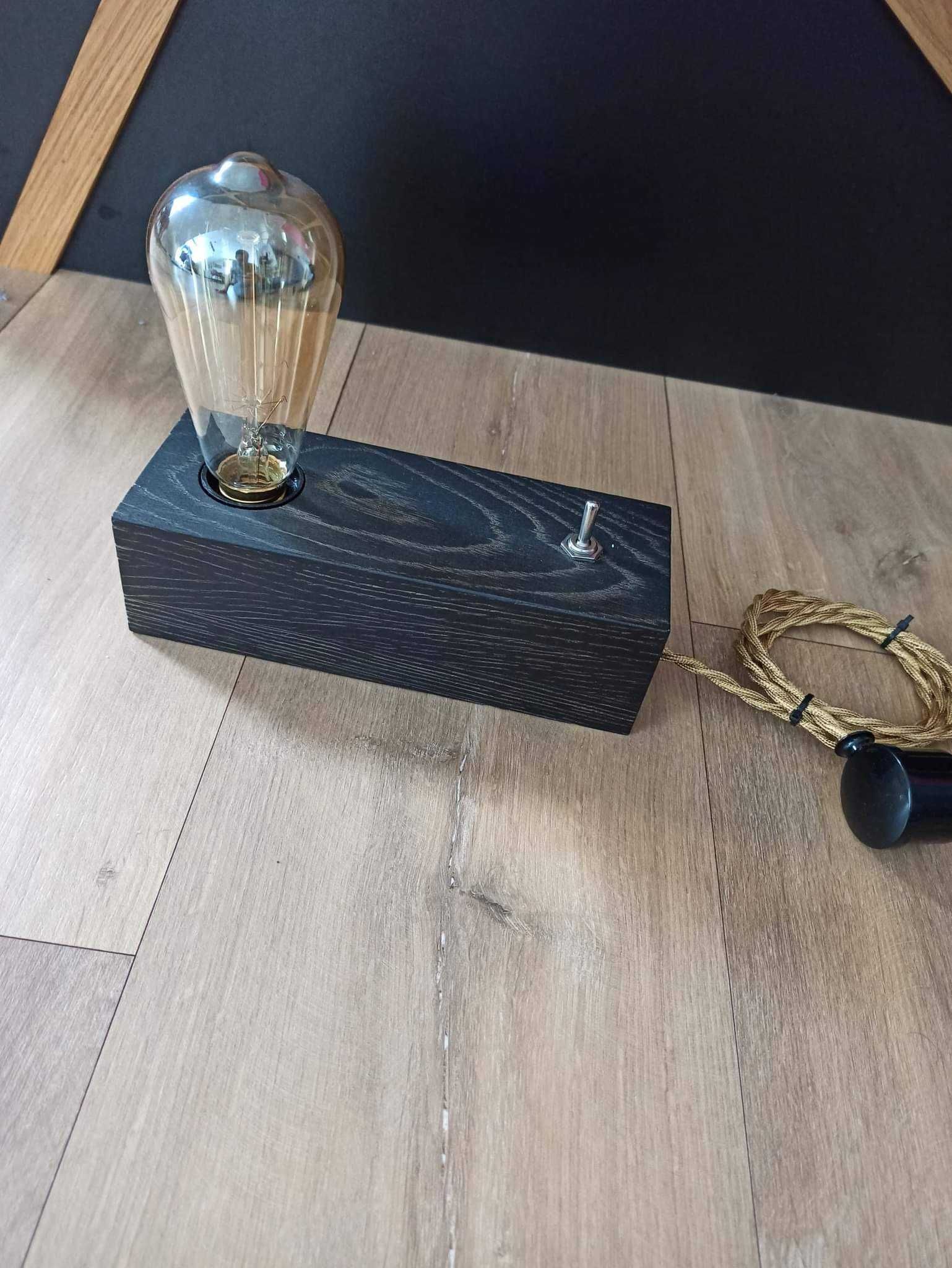 Lampki drewniane nocne ozdobne loft