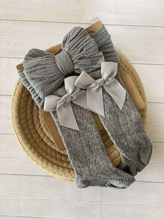 Набір гольфи + пов‘язка дитяча 0-12 місяців . Аксесуари для дівчаток