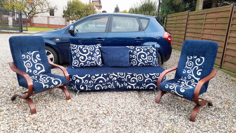 Kanapa,sofa rozkładana +2 fotele zestaw
