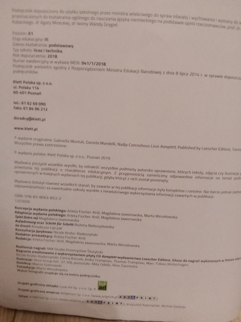 Komplett plus 1.  Podręcznik do języka niemieckiego