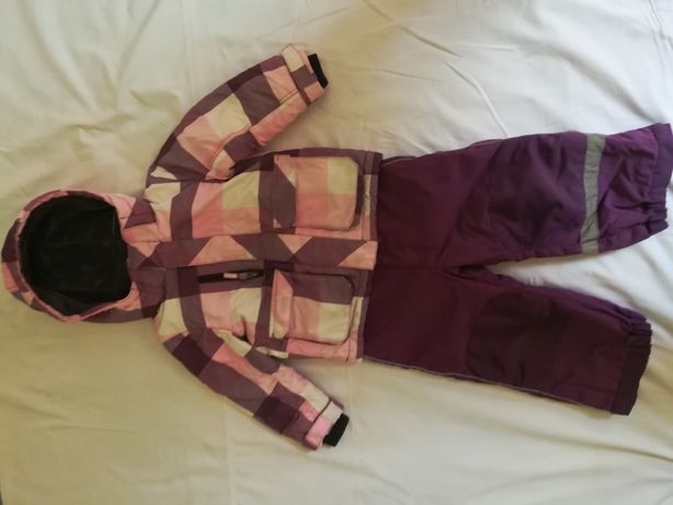 зимний костюм комплект куртка на девочку H&M розово -бело - фиолетовый