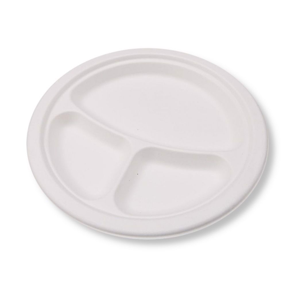 talerz z pulpy trzcinowej trójdzielny 26cm 125szt