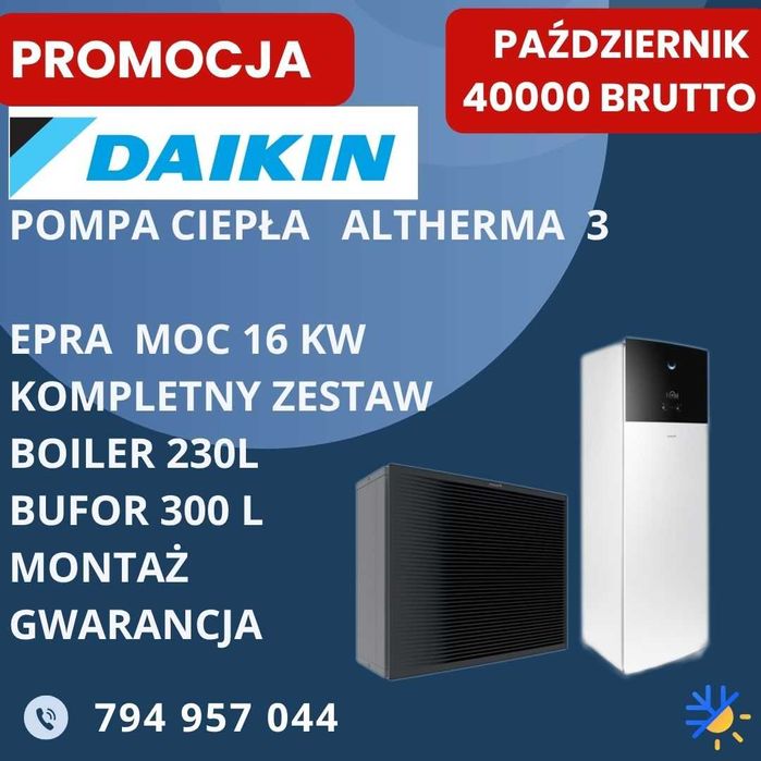 Pompa ciepła Daikin Altherma 3 EPRA 16 kW z montażem