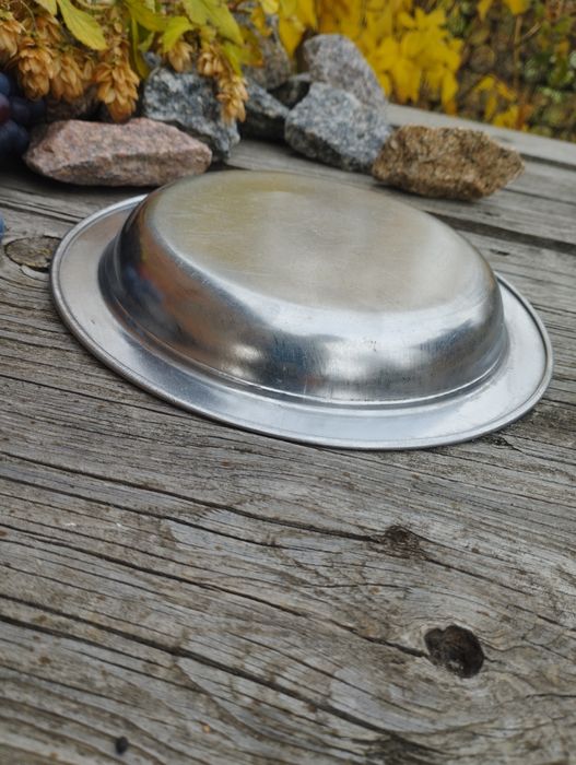 Металлическая, нержавеющая тарелка, миска СССР, мелкая, диаметр19 см
