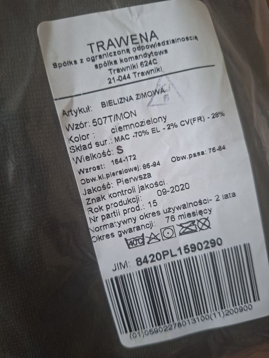 Bielizna zimowa wzór 507T / mon
