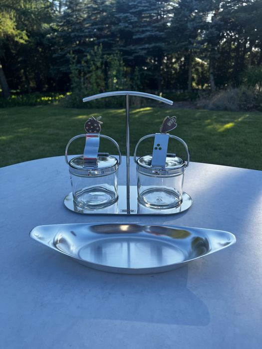 WMF – Ekskluzywny zestaw do serwowania: dżem i miód + stalowa patera