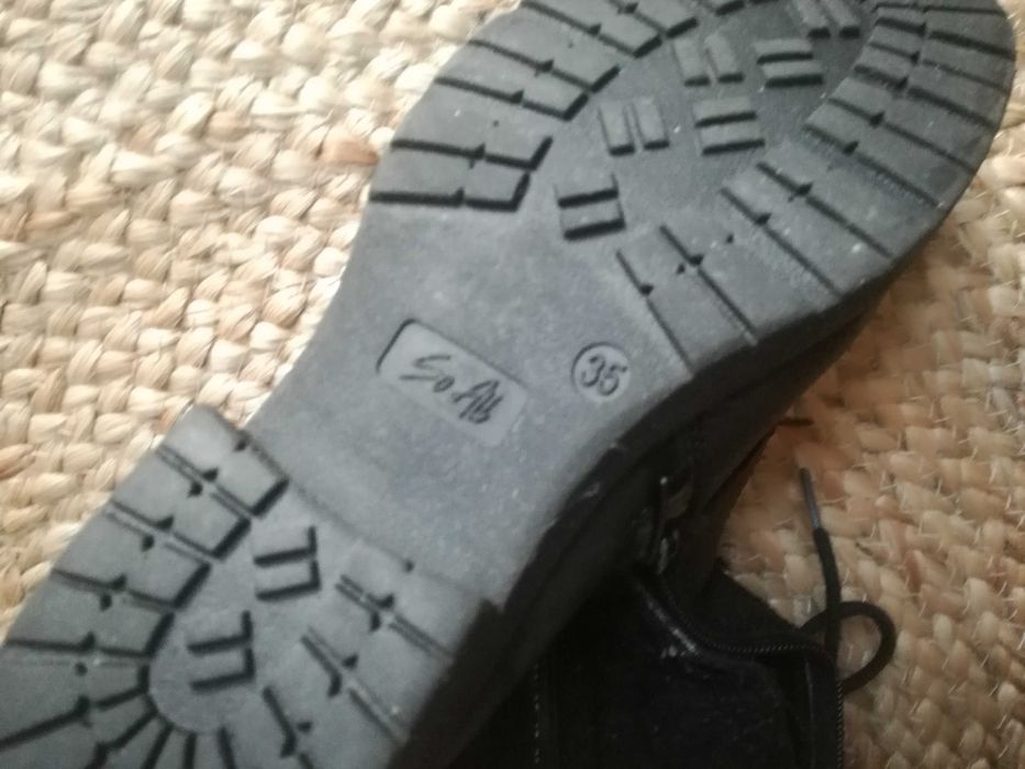35 Dziewczęce Trzewiki czarne sznurowane Botki skórzane Buty