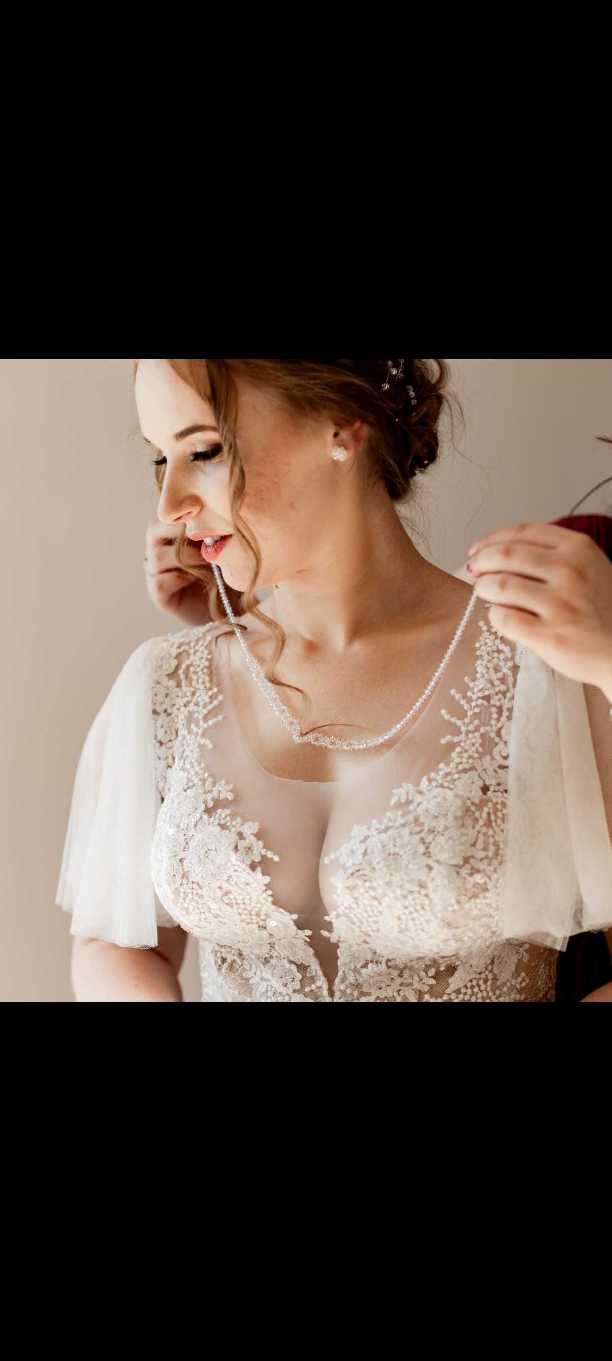 Suknia ślubna tiul zestaw z biżuterią i suknią zapasową i kołem