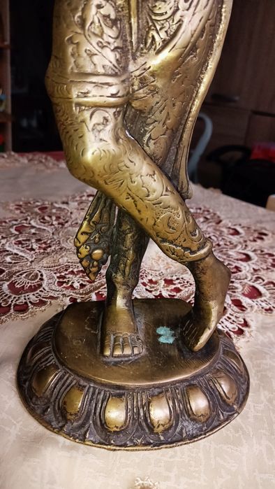 Vintage mosiężny posążek Maya Devi, matka Buddy Sha