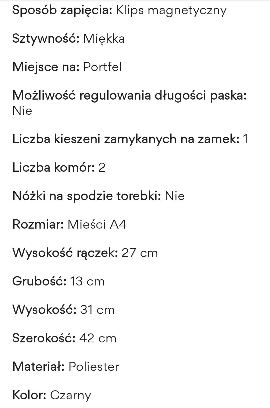 Torebka czarna shopperka damska