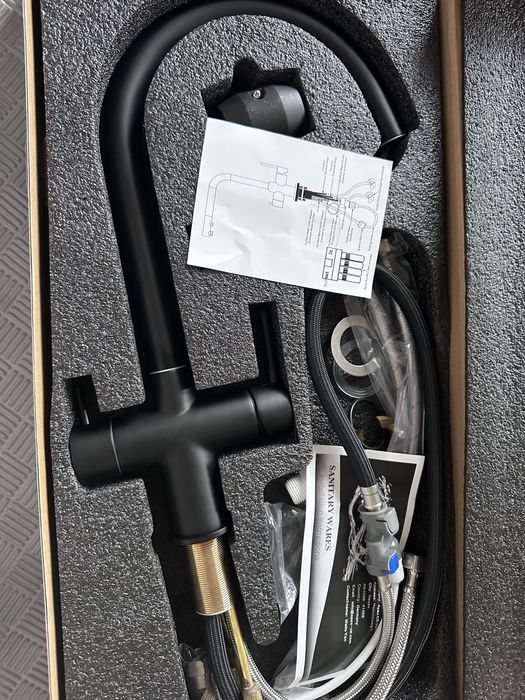 Nowa Bateria Kuchenna Trójdrożna do filtra czarna DiVa Stalowa Wylewka