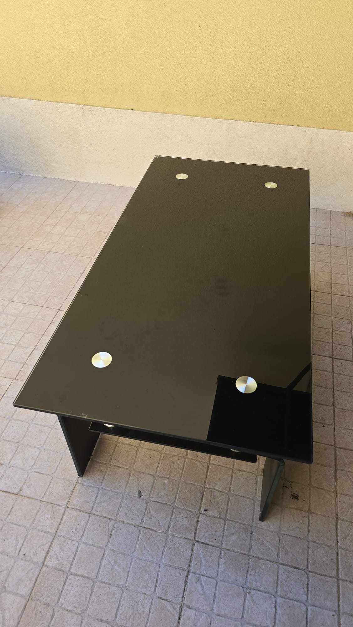 Mesa Centro Sala Preta Vidro