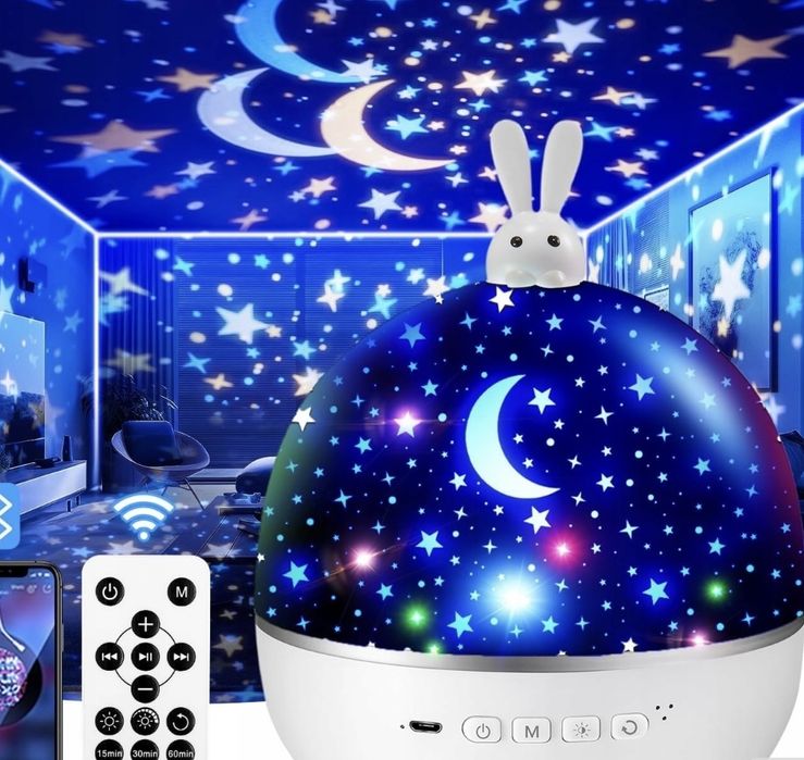 Lampka nocna projektor gwiazd