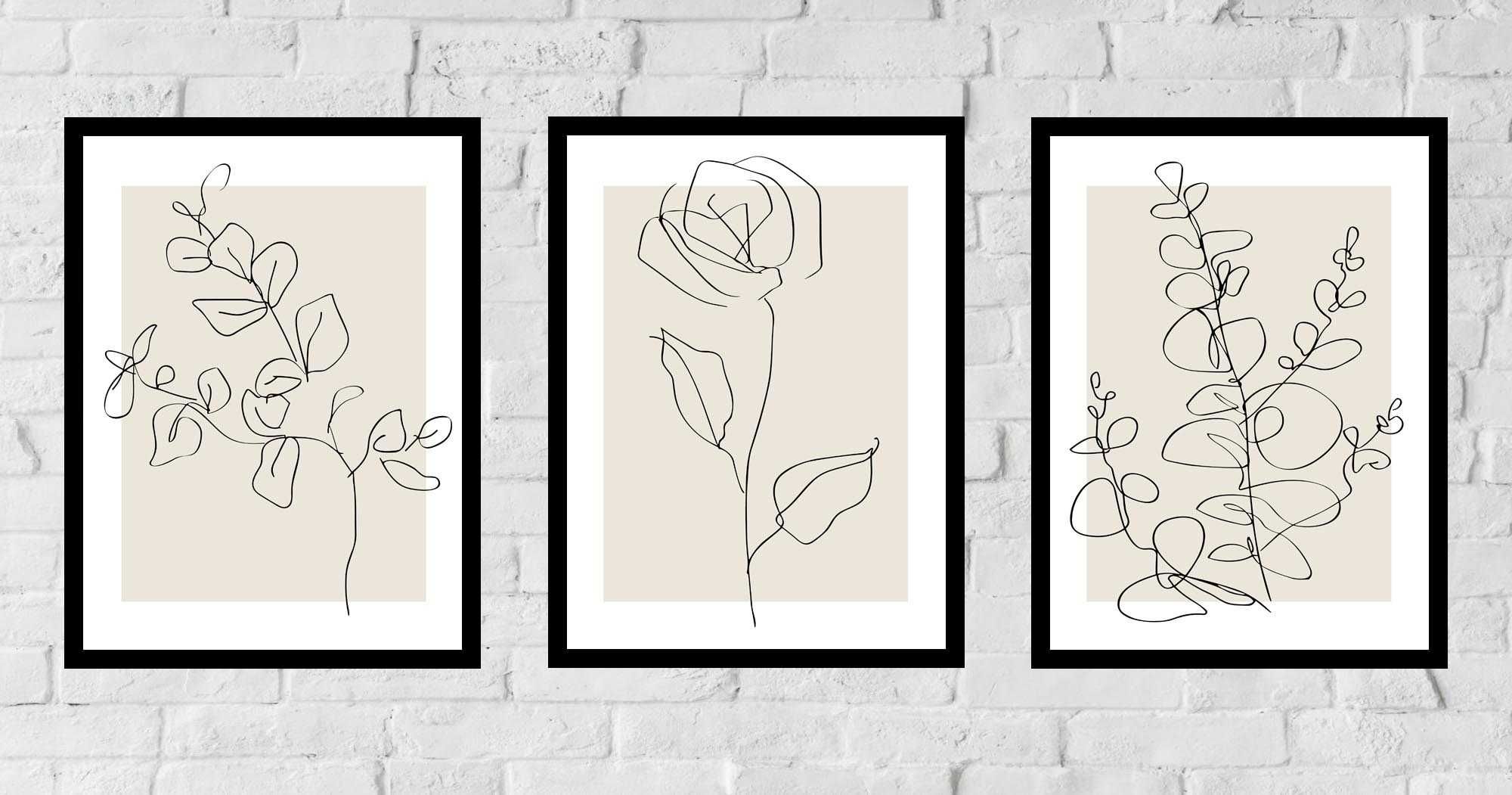50x40  obrazy w ramie plakaty ramka RÓŻA LINEART SALON NATURA BOHO