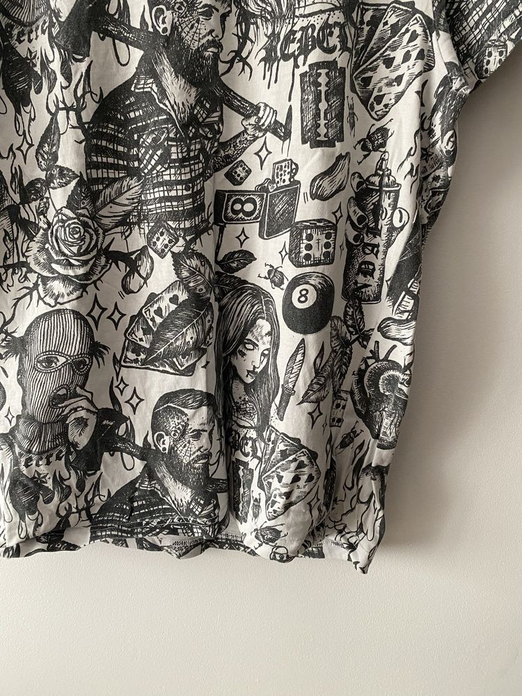 bawelniana koszulka tshirt creepy robaki noz roslina xl
