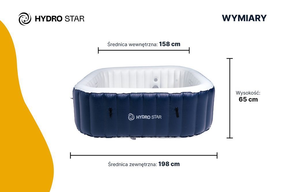 HYDRO STAR spa ogrodowe jacuzzi basen MALAGA NIEBIESKI kwadratowy