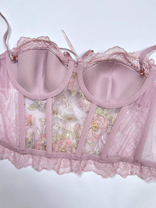 Рожевий бюстьє корсет бюстгальтер 70с (32с) victoria's secret оригінал