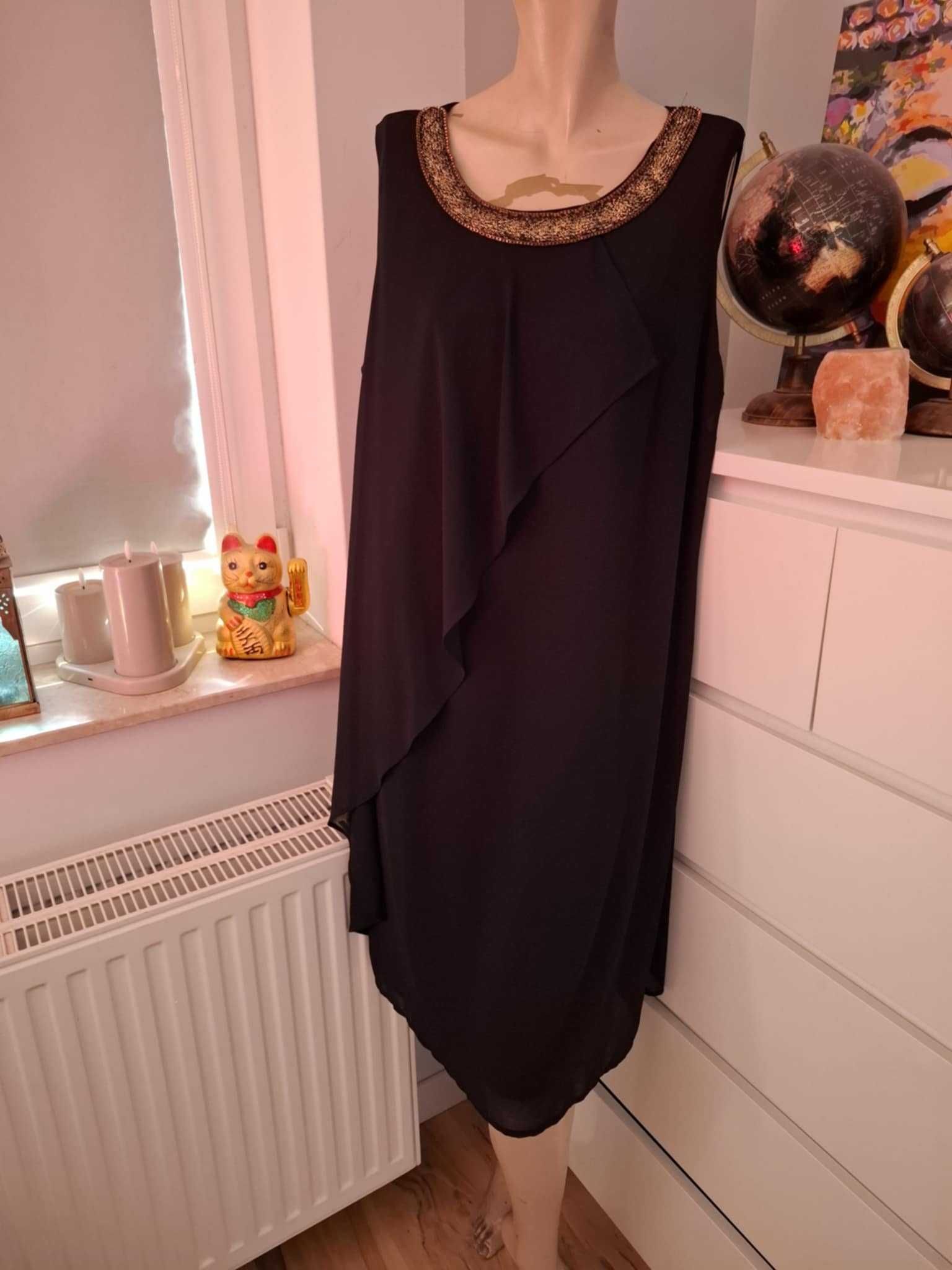 44 XXL Anna Field elegancka czarna sukienka wieczorowa letnia na lato