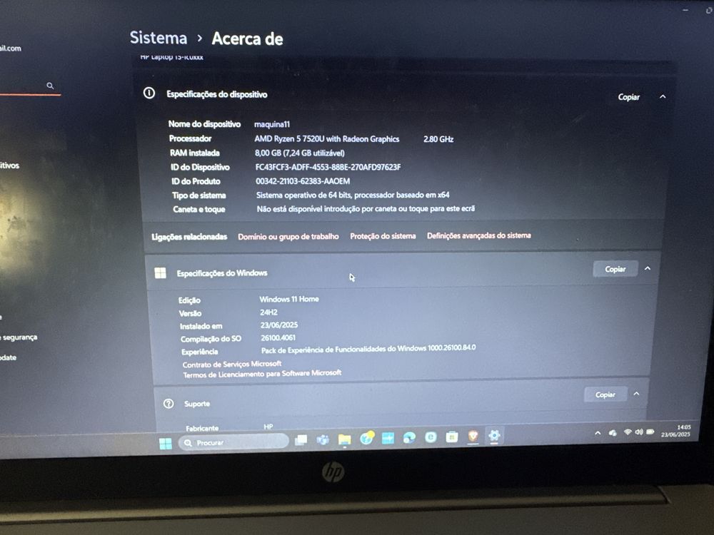 Hp RYZEN 7000 series,novo com AMDA RADEON GRAPHICS