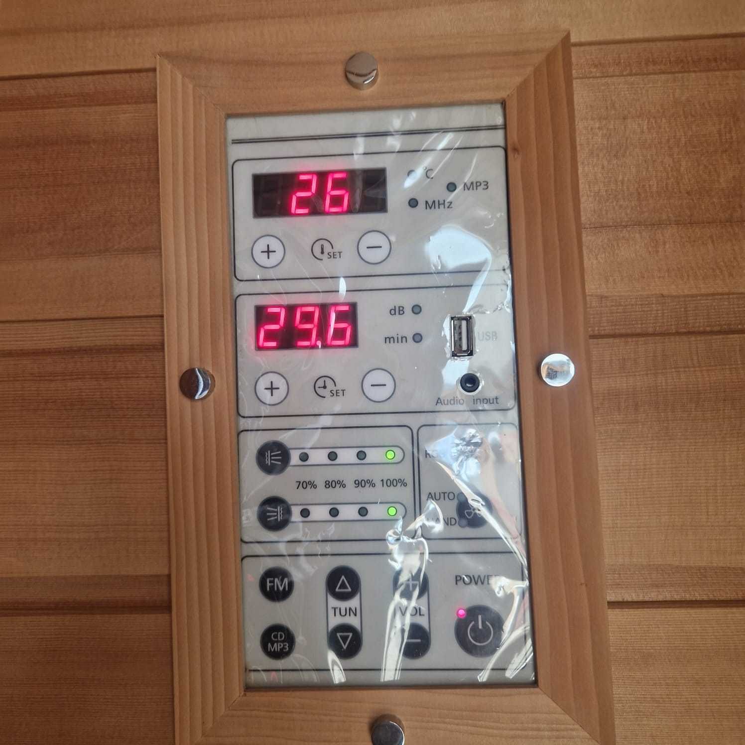 Sauna kabina na podczerwień infrared SZKLANA DUŻA na 2os LED RADIO MP3