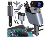 Ładowarka Samochodowa Wysuwana Obrotowa 4w1 120W 2 x USB Typu C