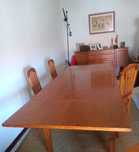 Mesa extensível 4 cadeiras madeira maciça, como nova