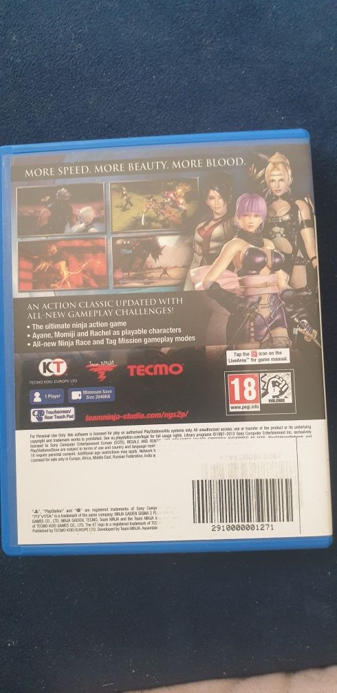 PS Vita Ninja Gaiden Sigma 2 + plus
