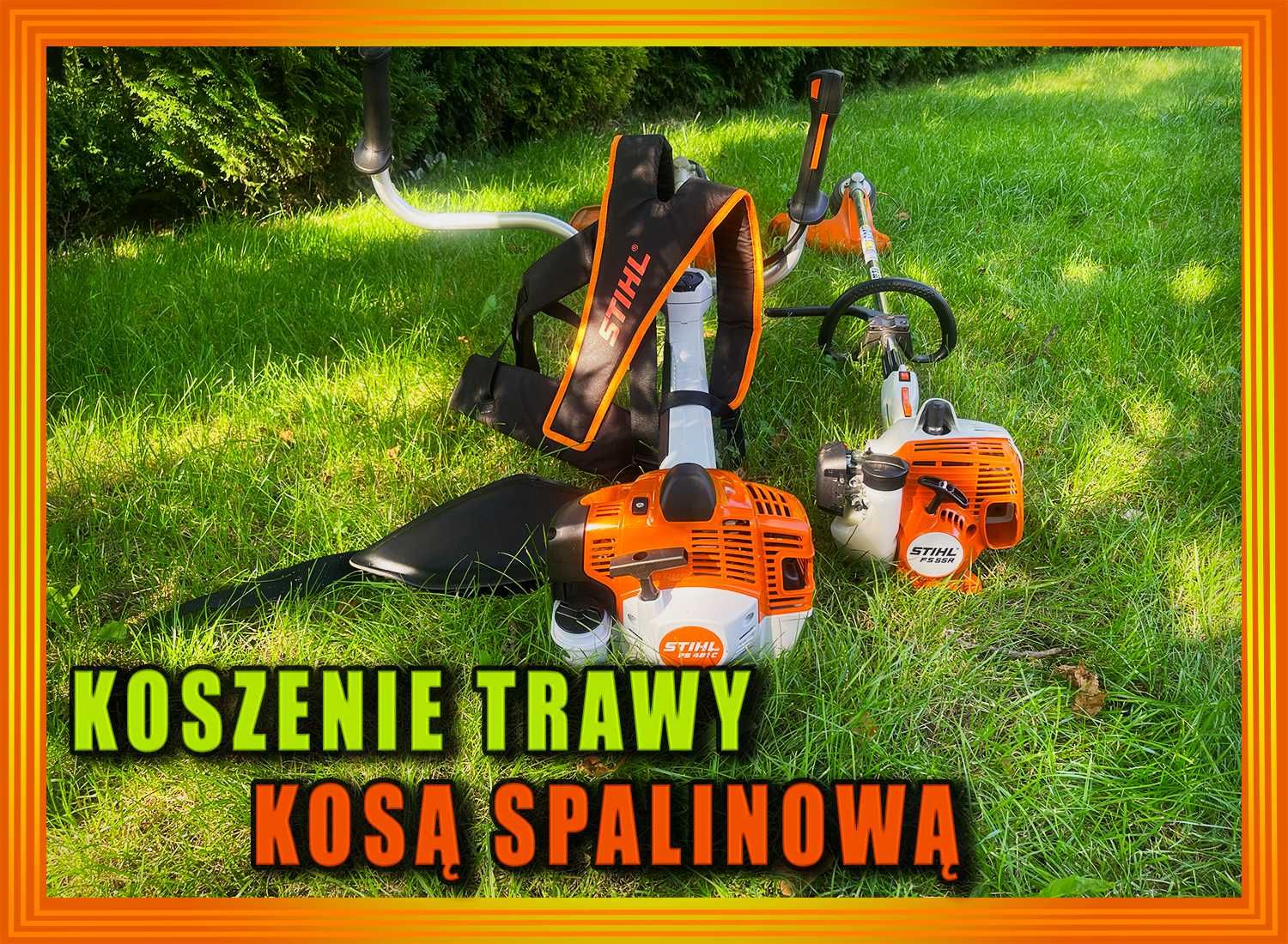 Koszenie trawy kosą spalinową