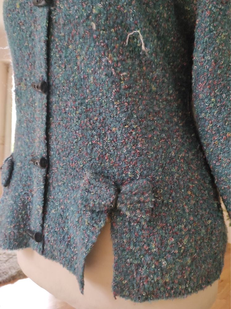 Sweterek kardigan na guziki Sunnybird vintage retro wełna seledynowy