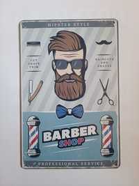 Nowy metalowy szyld Barbershop fryzjer studio loft club garaż vintage