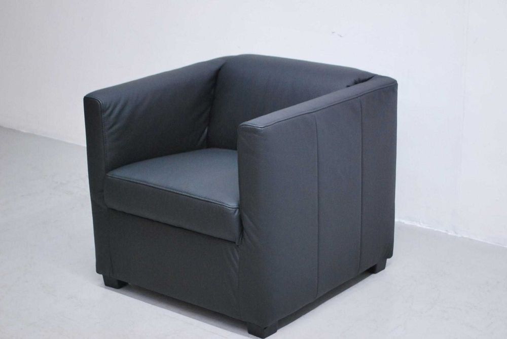 RZL WYGODNY FOTEL cały ze skóry naturalnej czarnej elegancki salon