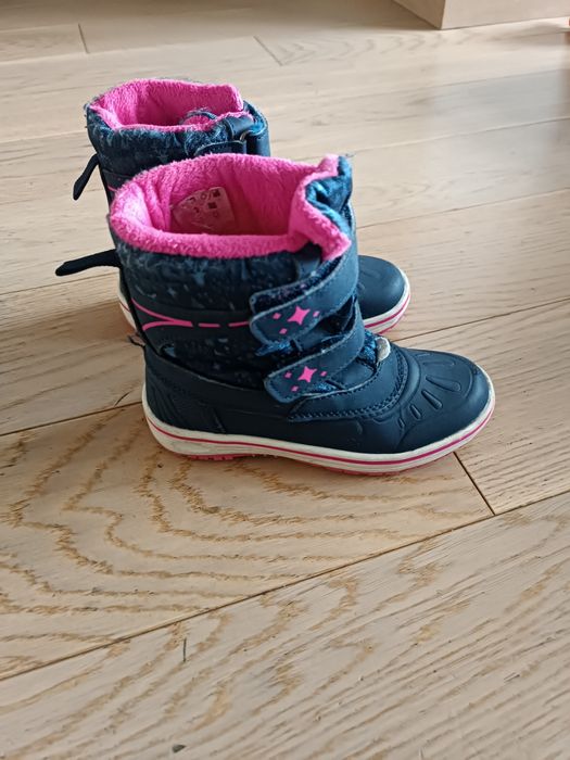 Dziewczęce śniegowce granatowo różowe rozmiar 28