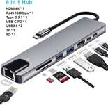 Адаптер Usb type c Hub 8 в 1 HDMI PD card reader SD TF RJ45 macbook 4K