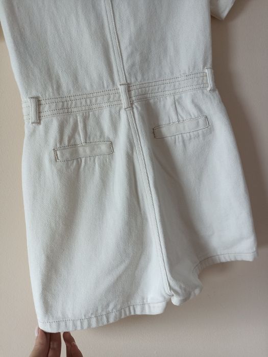 Biały kombinezon damski jeansowy r. S 36 bawełna