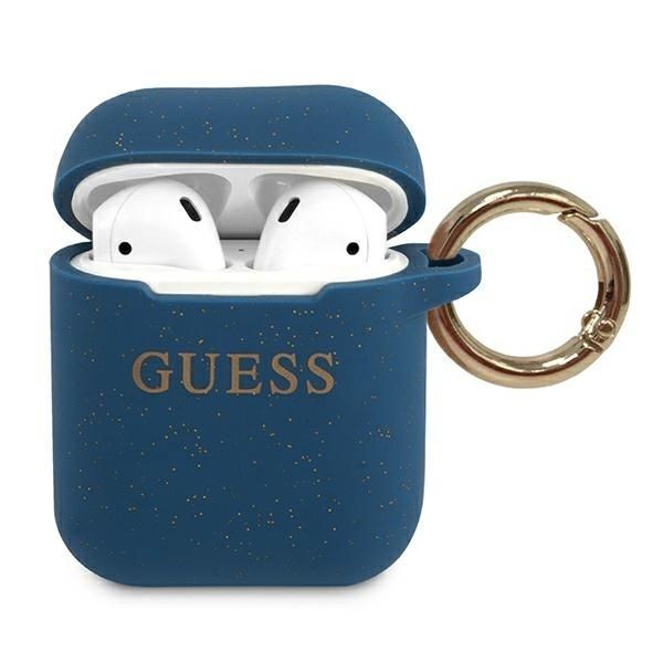 Guess Guaccsilglbl Airpods 1/2 Cover Niebieski/Blue Silicone Glitter