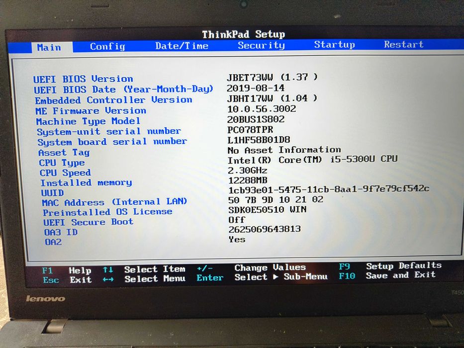 Płyta główna Lenovo ThinkPad T450 i5-4300U AIVLO NM-A251 12GB RAM! OK!