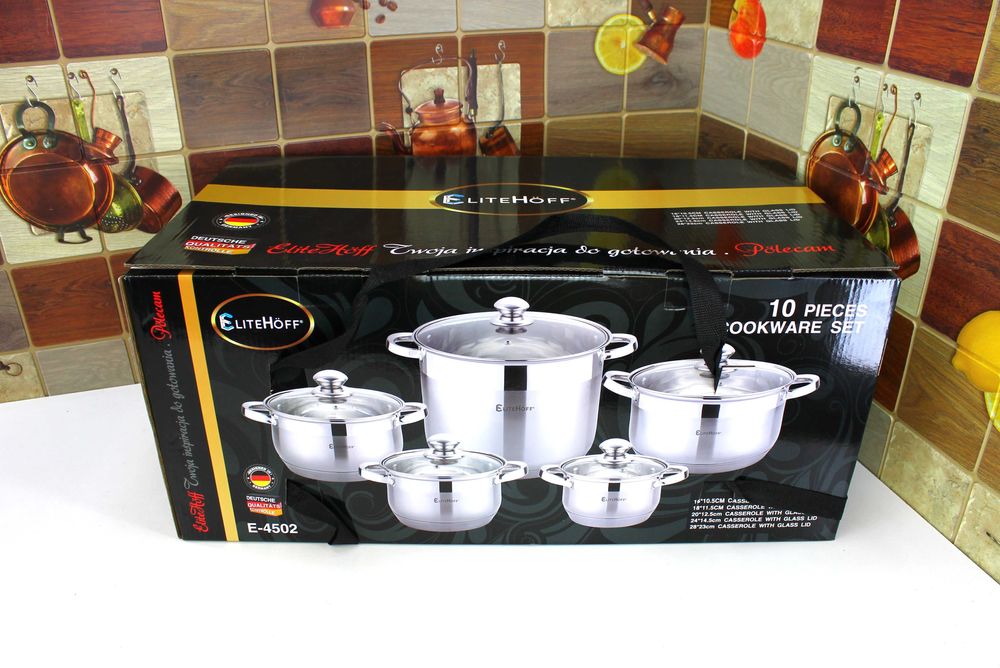 Zestaw Garnków E-4502 indukcja, gaz, duży garnek 13L w zestawie