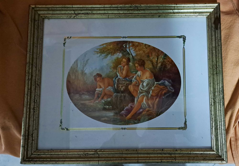 Quadro com Imagem e Moldura Antiga Dourada