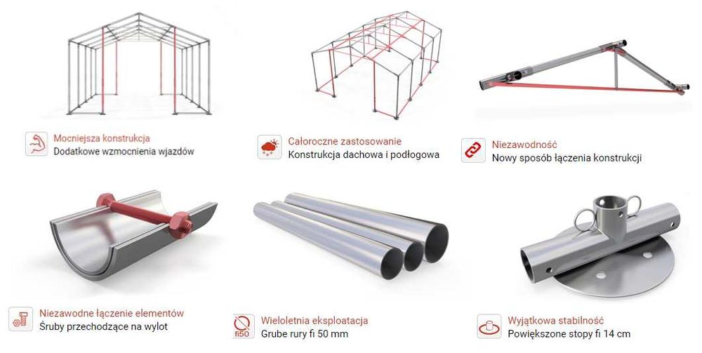 8x12x2m Namiot Handlowy STANDARD Szary Wyprzedaż outlet magazyn Tanio