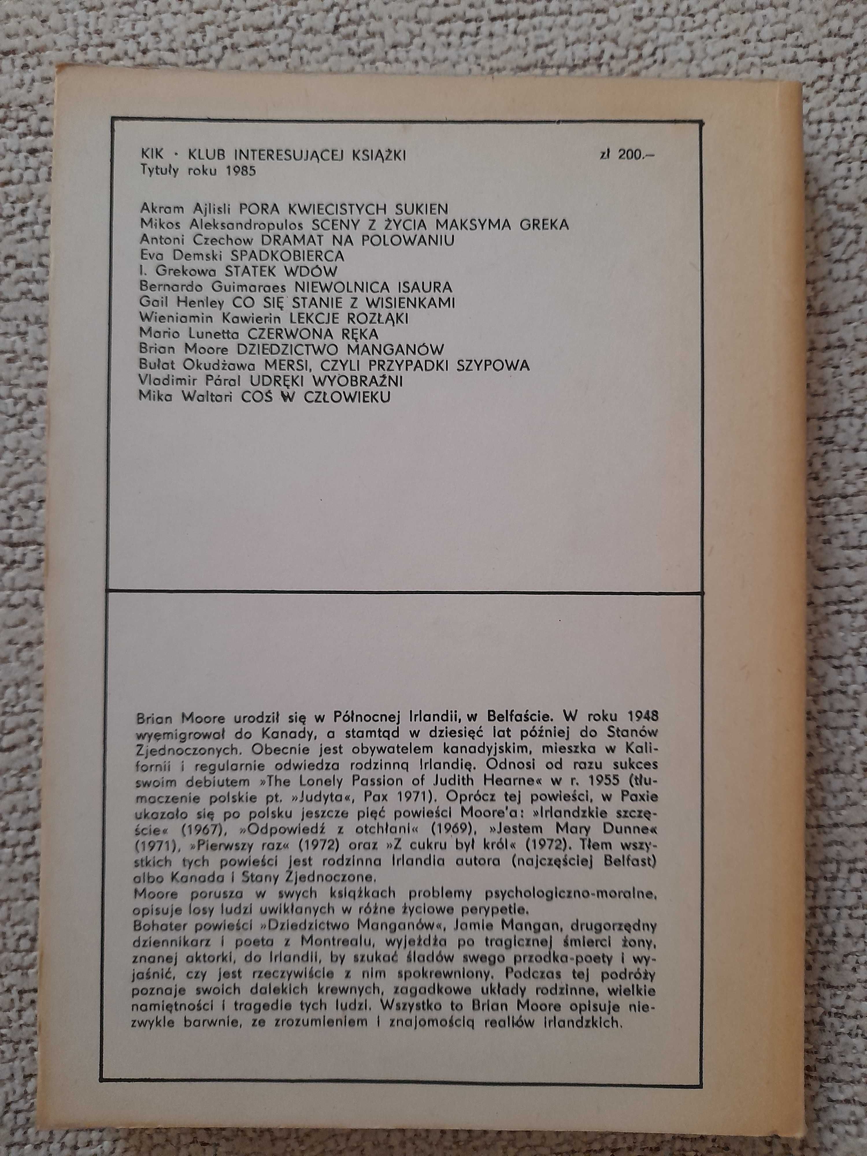 Książka "Dziedzictwo Manganow" Brian Moore