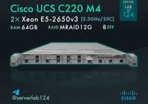 Сервер Cisco USC C220 M4 8SFF / 2x E5-2650v3 / 64GB / MRAID12G