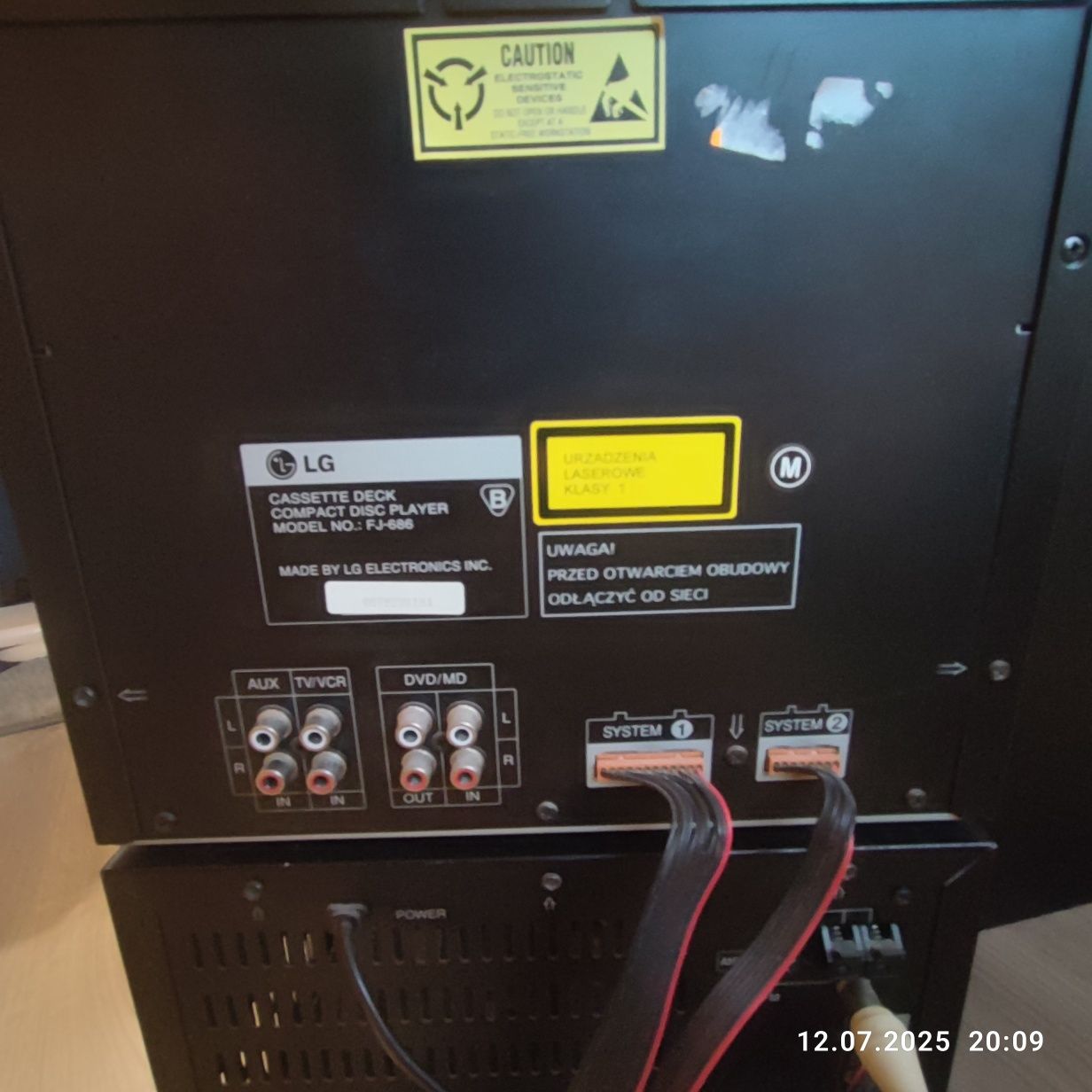 Wieża LG FR 686 + kolumny + pilot (USZKODZONA)