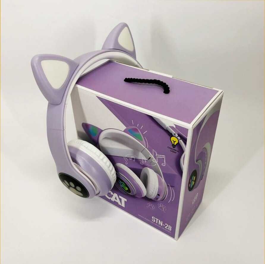 бездротові навушники LED з котячими вушками CAT STN-28.колір:фіолет