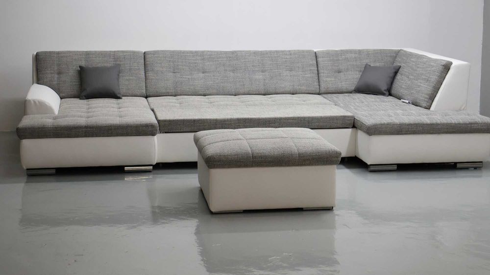 TND nowy narożnik U z funkcja spania rogówka szara tkanina sofa salon