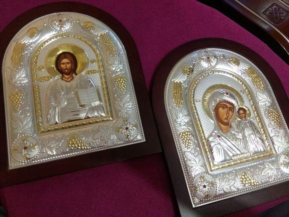 Венчальная пара икон серебро