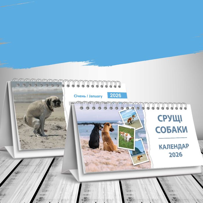 Календар настільний будиночок на 2026 рік - "Срущі собаки"