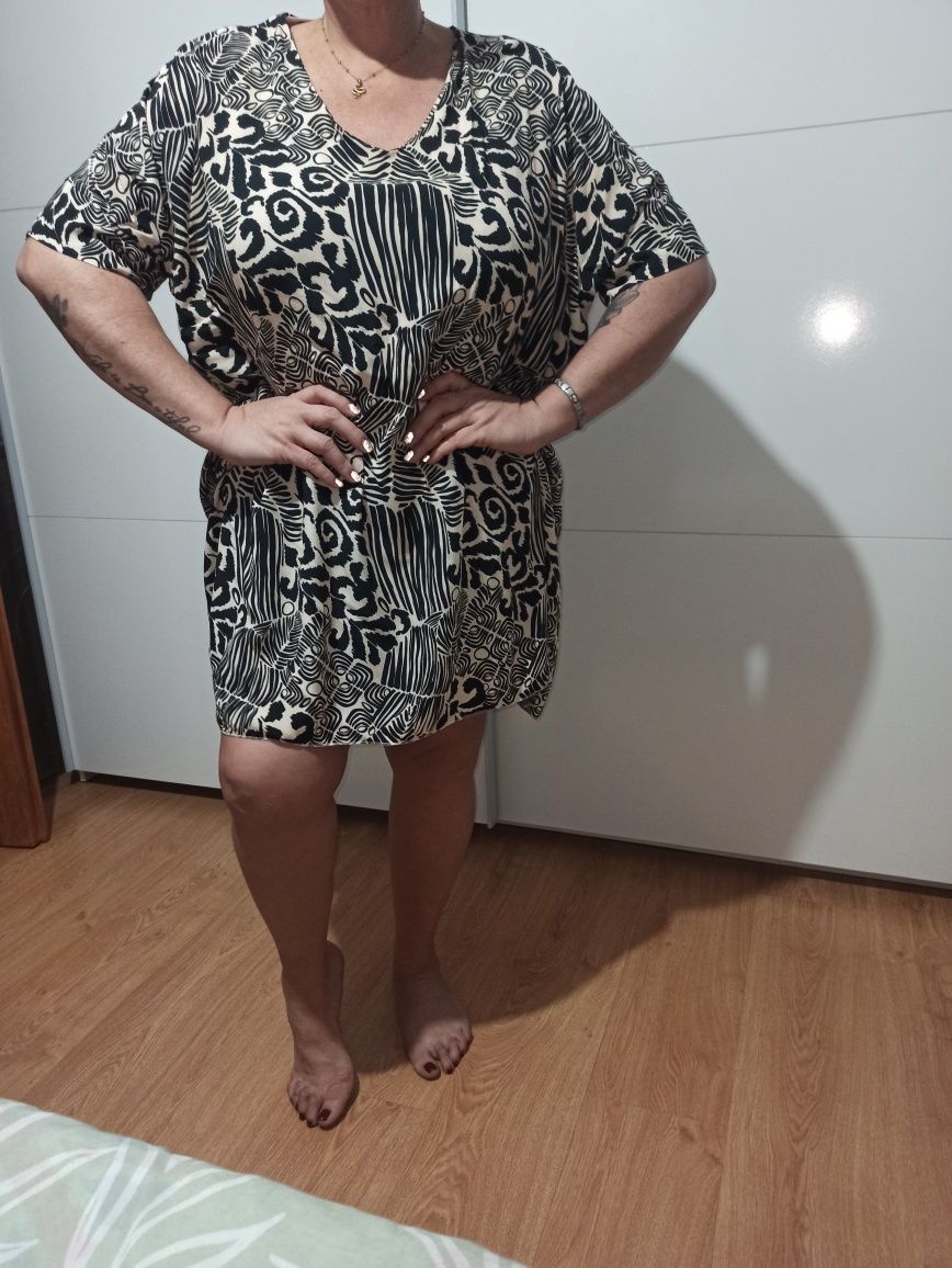 Ultra modna tunika sukienka oversize z paskiem nowa