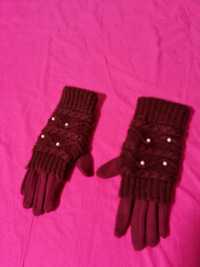 Rękawiczki podwójne z perełkami