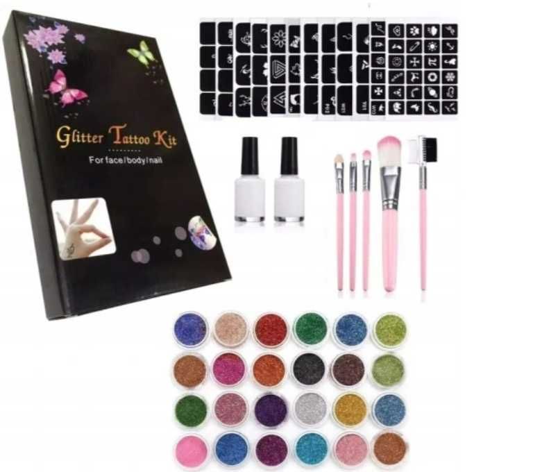 Zestaw do tatuaży brokatowych - kreatywna zabawa i świetny prezent