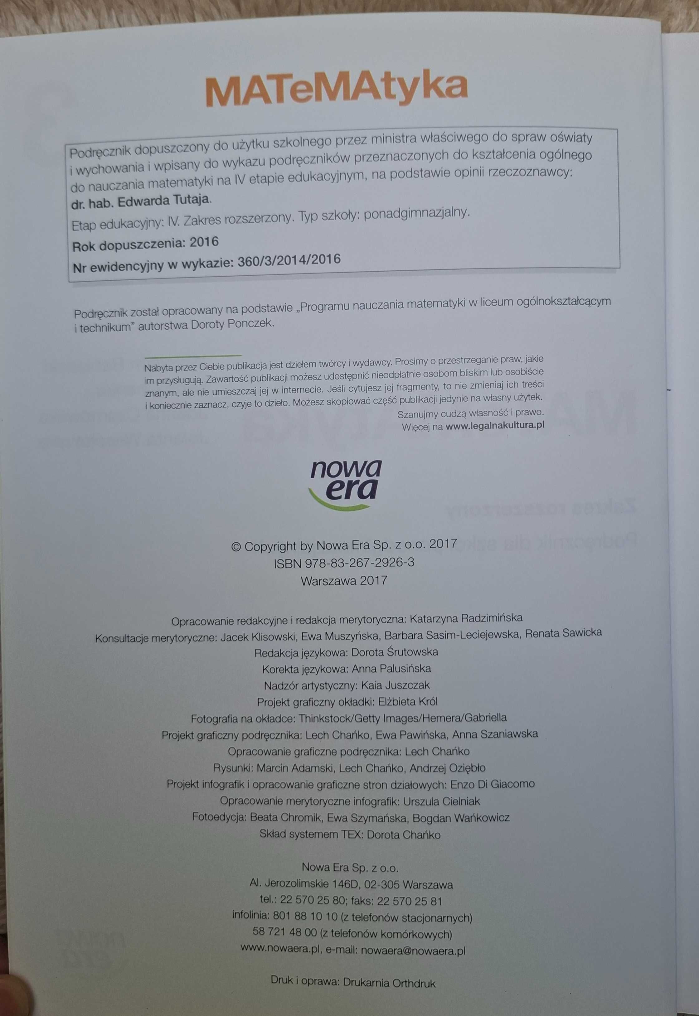 MATeMAtyka 1 2 3 zakres rozszerzony Nowa Era Babiański liceum 2016